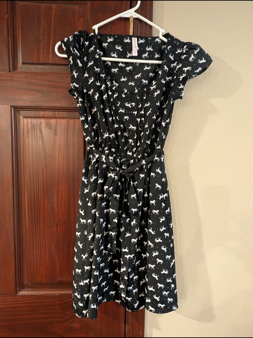 Xhilaration Black Mini Dress with White Animal Print